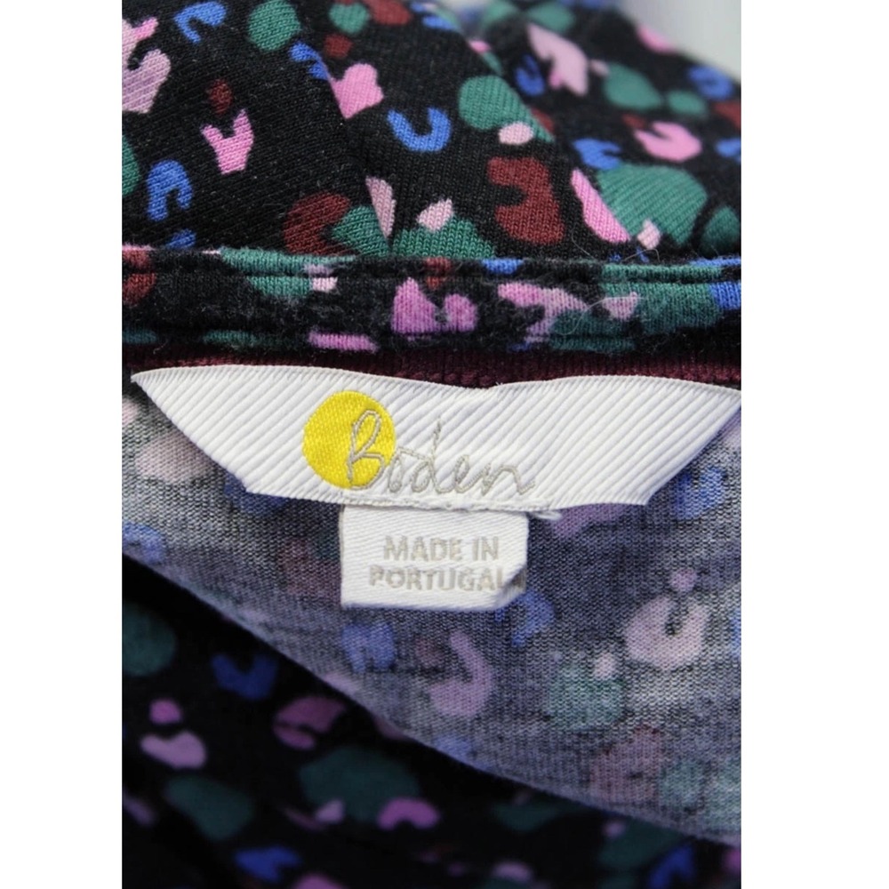Boden Women's Floral Print Wrap Dress Size 4 Black Multicolor Long Sleeve V-Neck - Picture 4 of 7